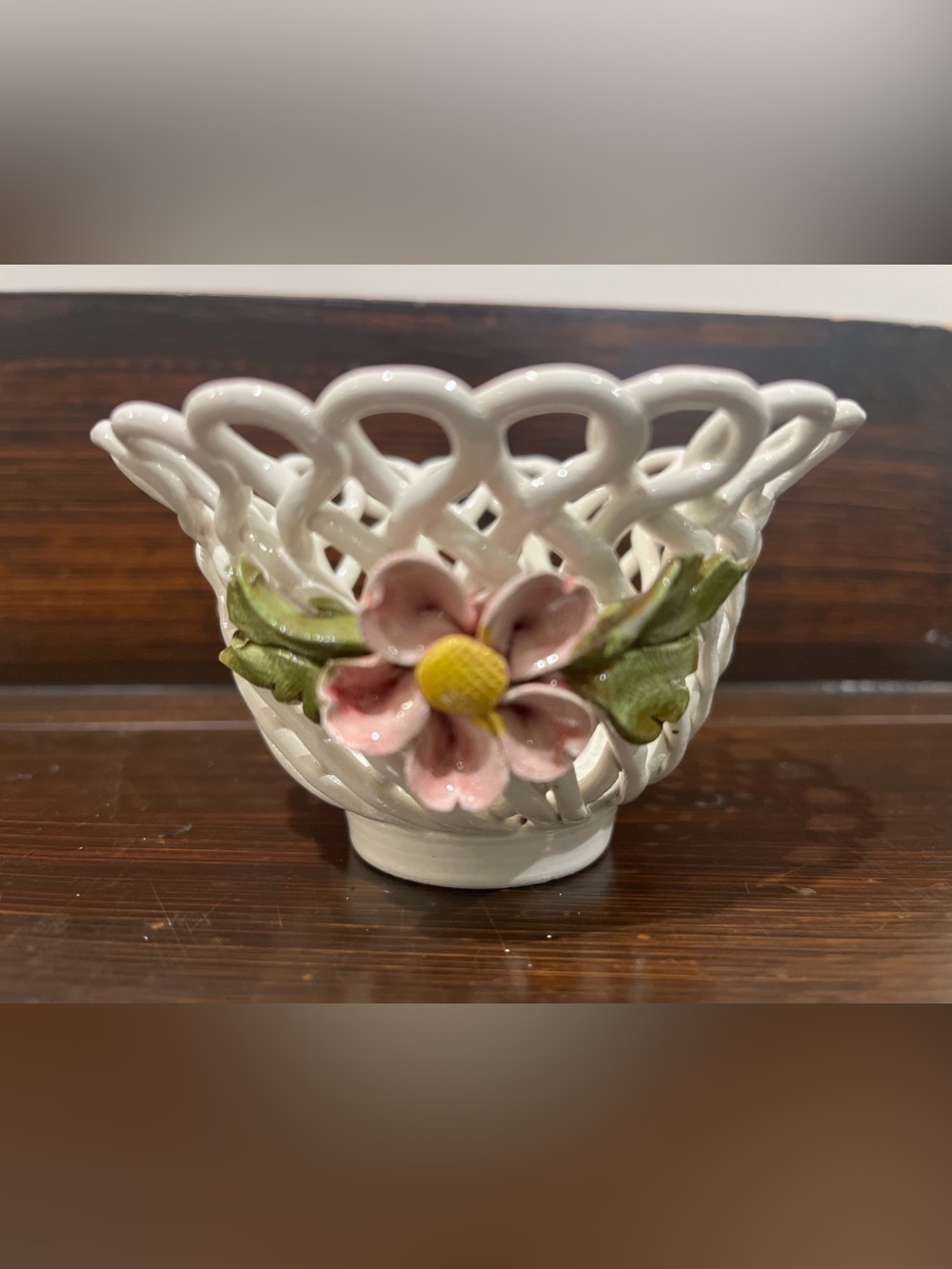Capodimonte Vintage Reticulated Porcelain Bowl 4” Diameter - Handmade in Italy